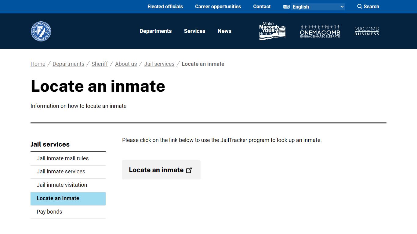 Locate an inmate - Macomb County